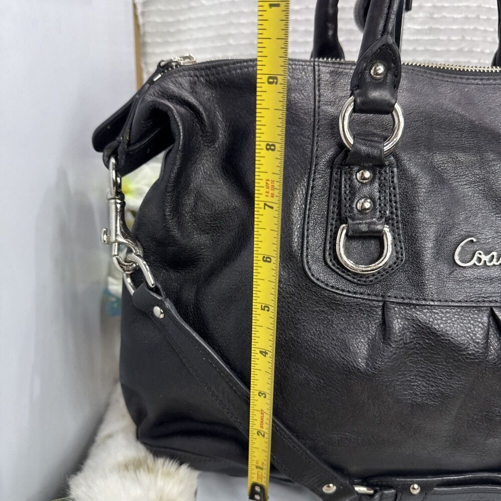 (E4)Coach Ashley Vintage Leather Satchel 2WAY Tote Bag Black Genuine Women’s - Picture 6 of 14